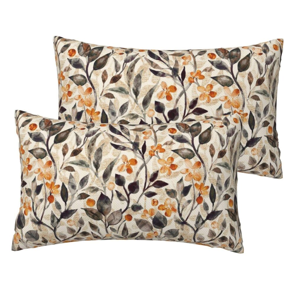3264 Fall Lumbar Pillow Covers 12x20 Set of 2 Watercolor Leaves Decorative